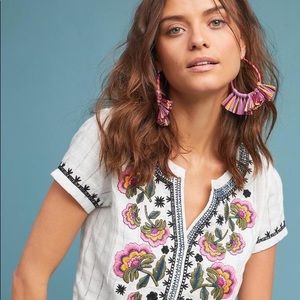 Anthropologie Akemi Kim Dandelion Embroidered Top